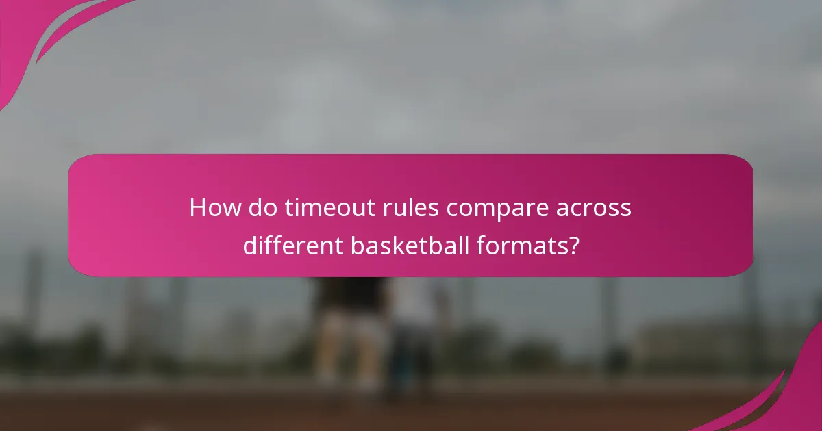 How do timeout rules compare across different basketball formats?